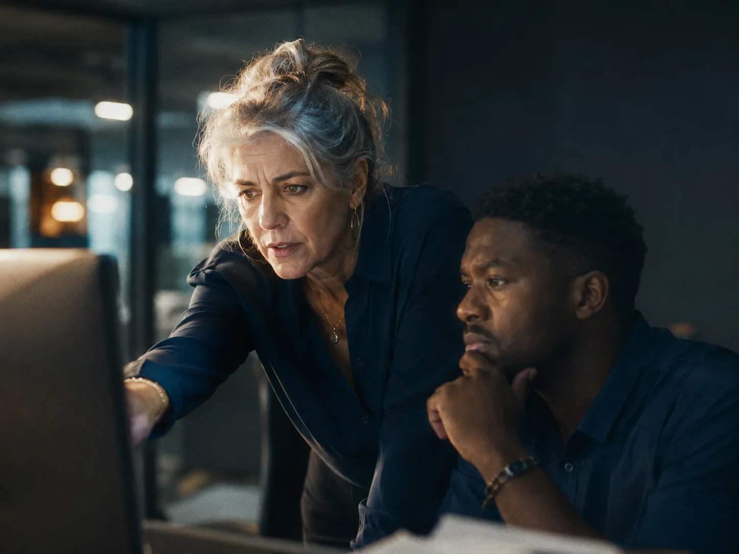 A support manager checking a message on a phone