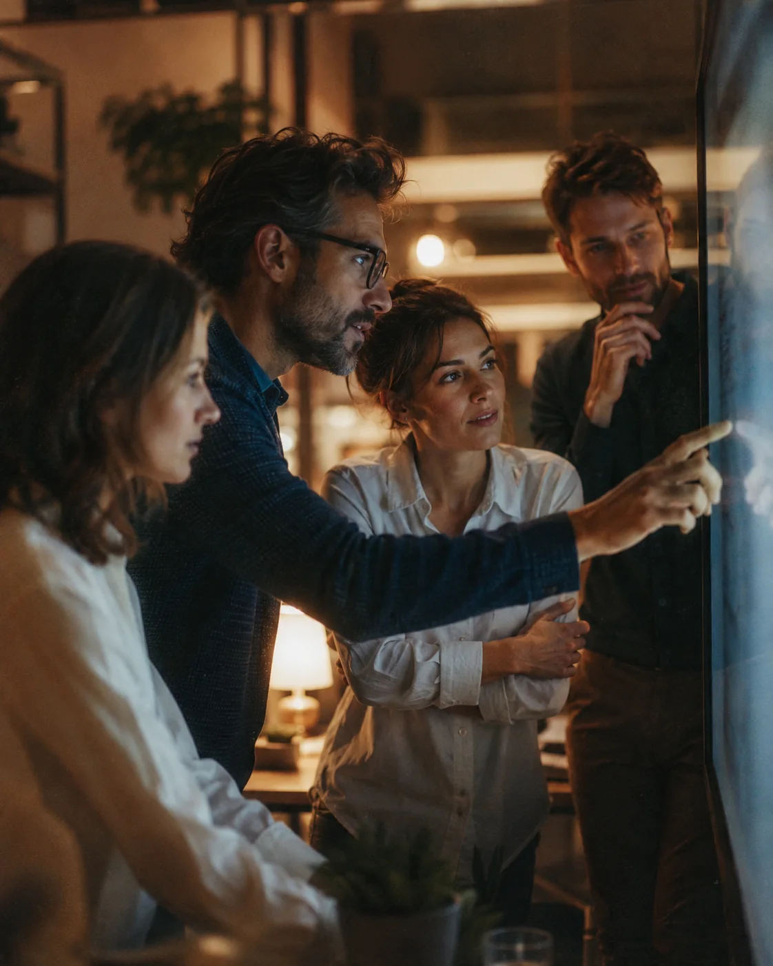 A Cerebrim specialist building an agent with a customer team at a whiteboard
