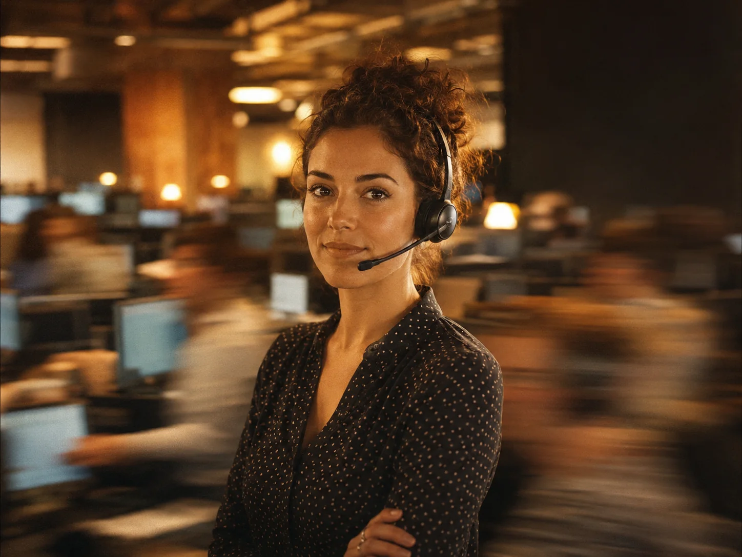 A support specialist taking a call